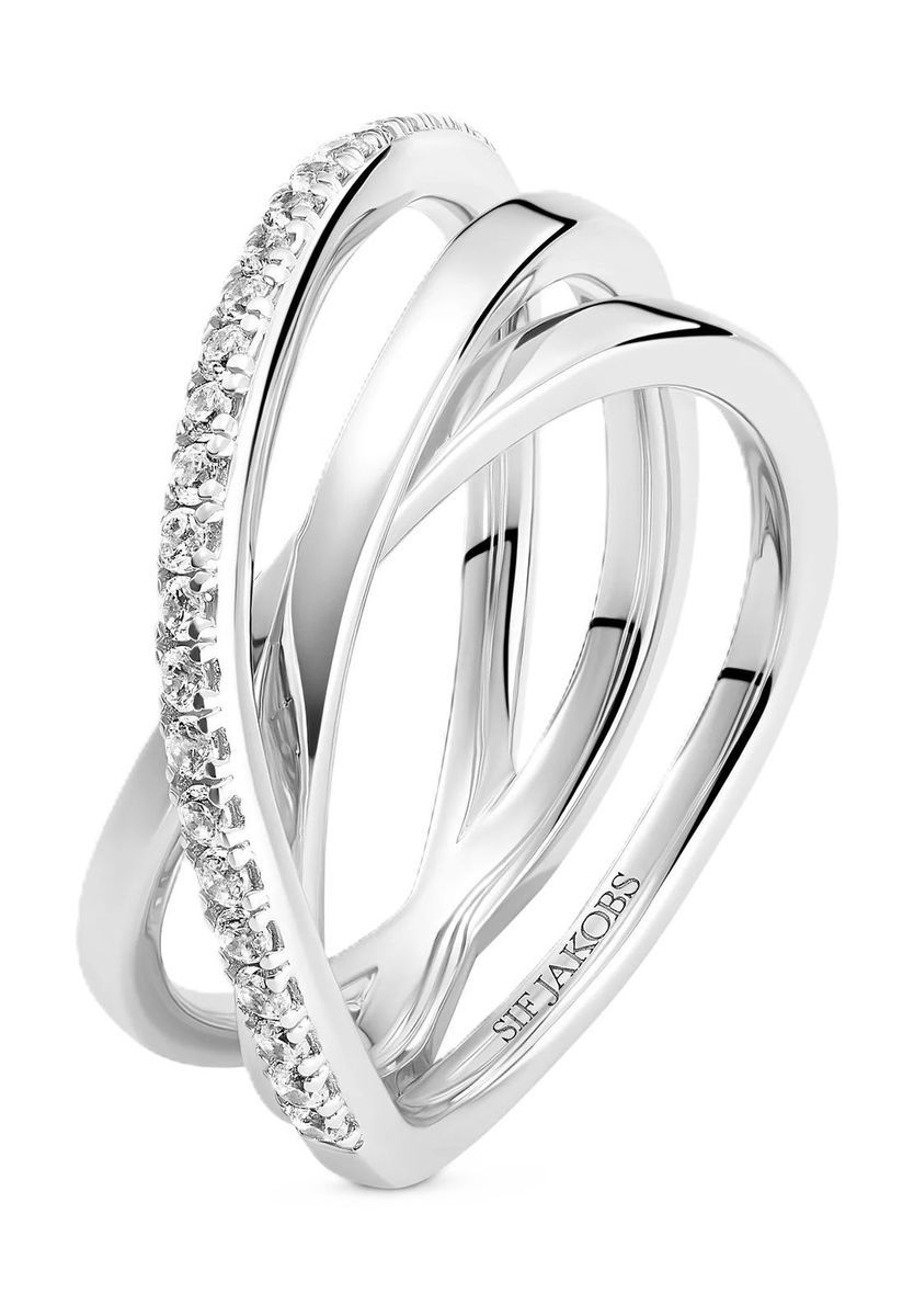 Sterling Silber Crossover Ring mit Zirkonia