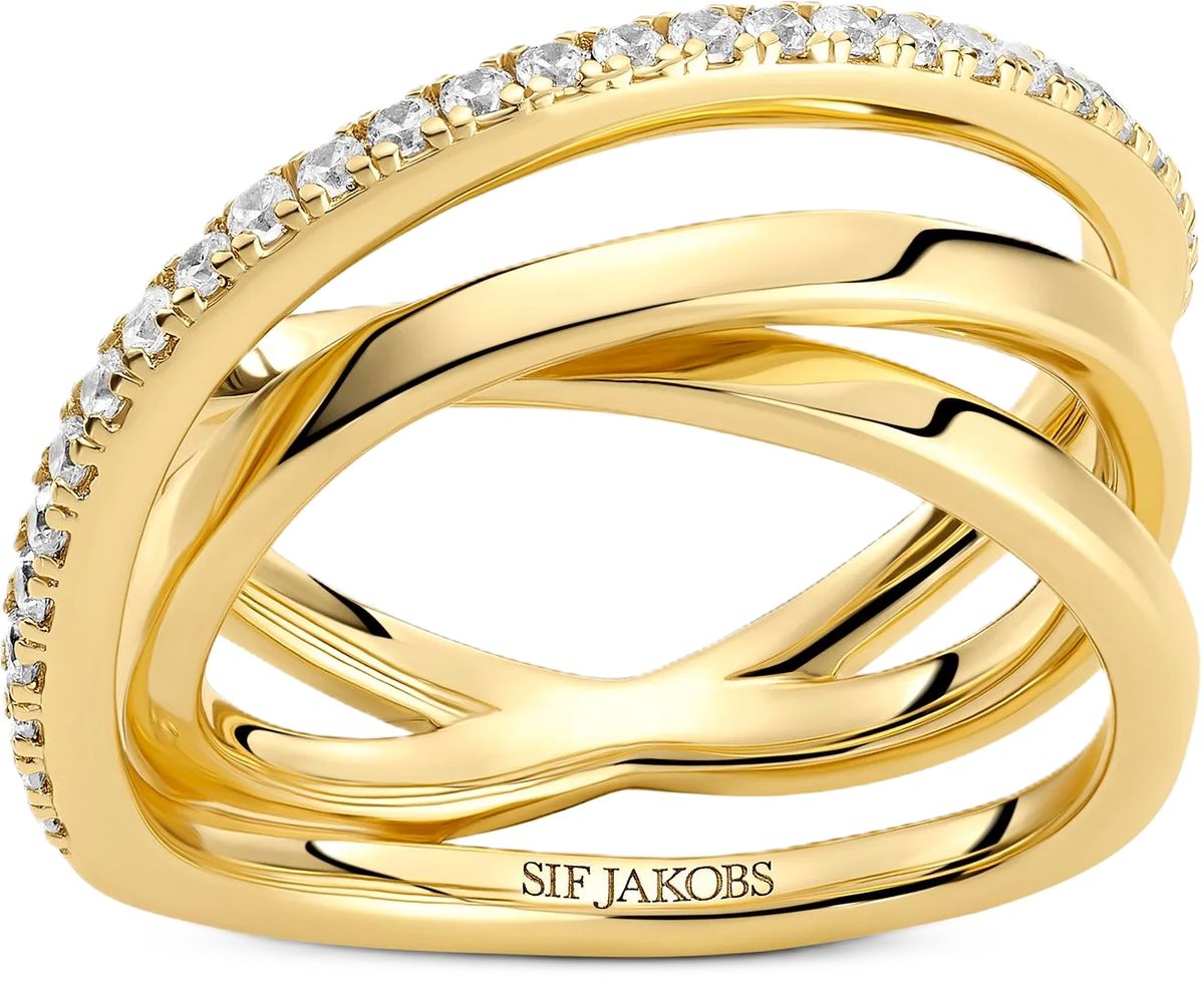Sterling Silber Crossover Ring mit Zirkonia