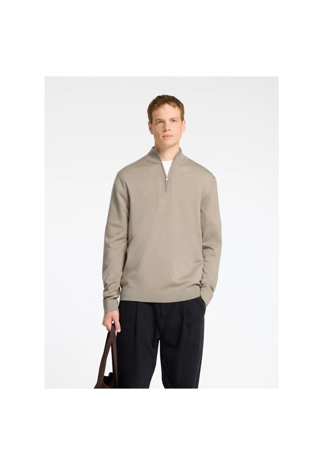 Klassischer Merinowoll-Pullover mit Troyerkragen