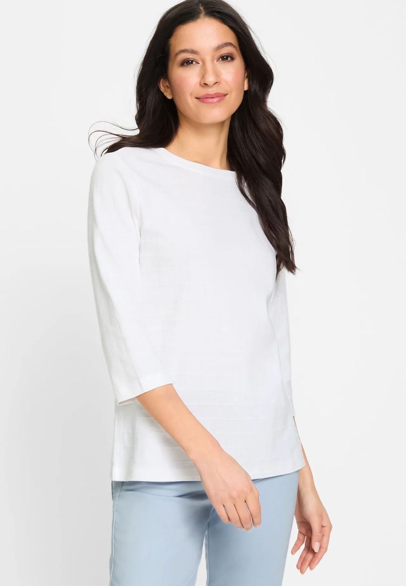 Jacquard-Karomuster Shirt mit 3/4-Arm