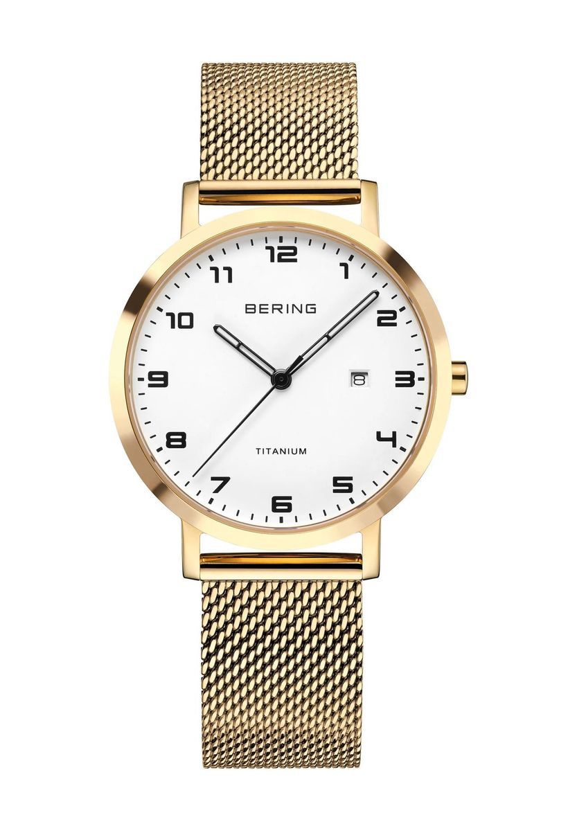 Elegante goldfarbene Mesh-Armbanduhr