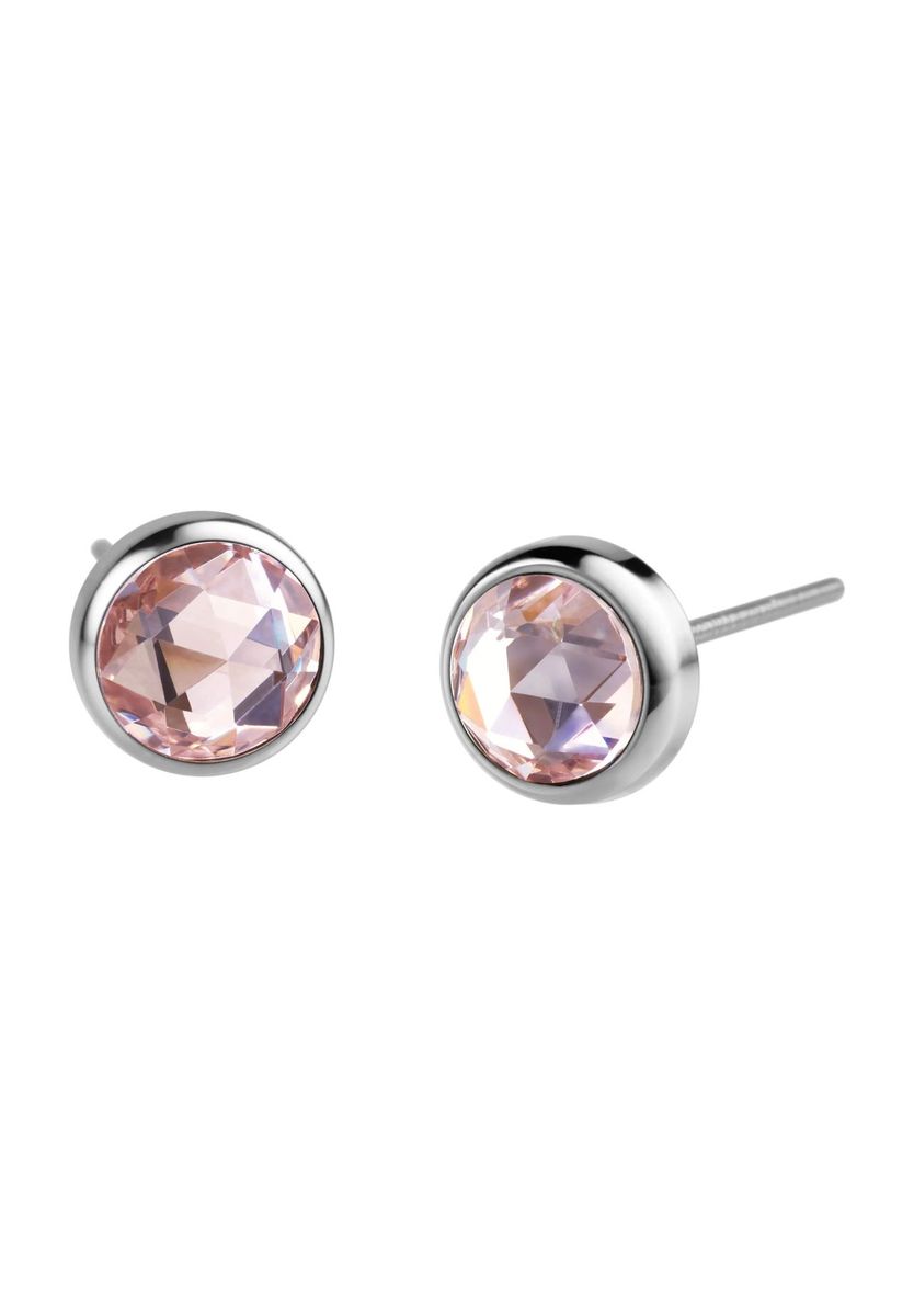 Runde Ohrstecker mit rosa Kristall