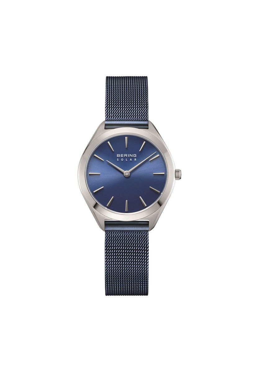 Elegante Armbanduhr mit blauem Zifferblatt und Mesh-Armband