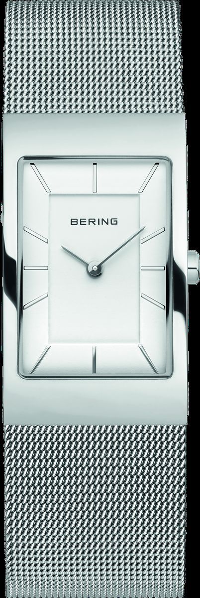 Minimalistische Rechteckige Silberne Mesh-Uhr