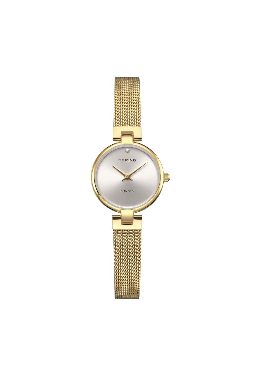 Elegante goldfarbene Mesh-Armbanduhr