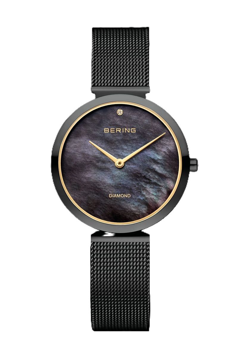 Elegante schwarze Perlmutt-Armbanduhr