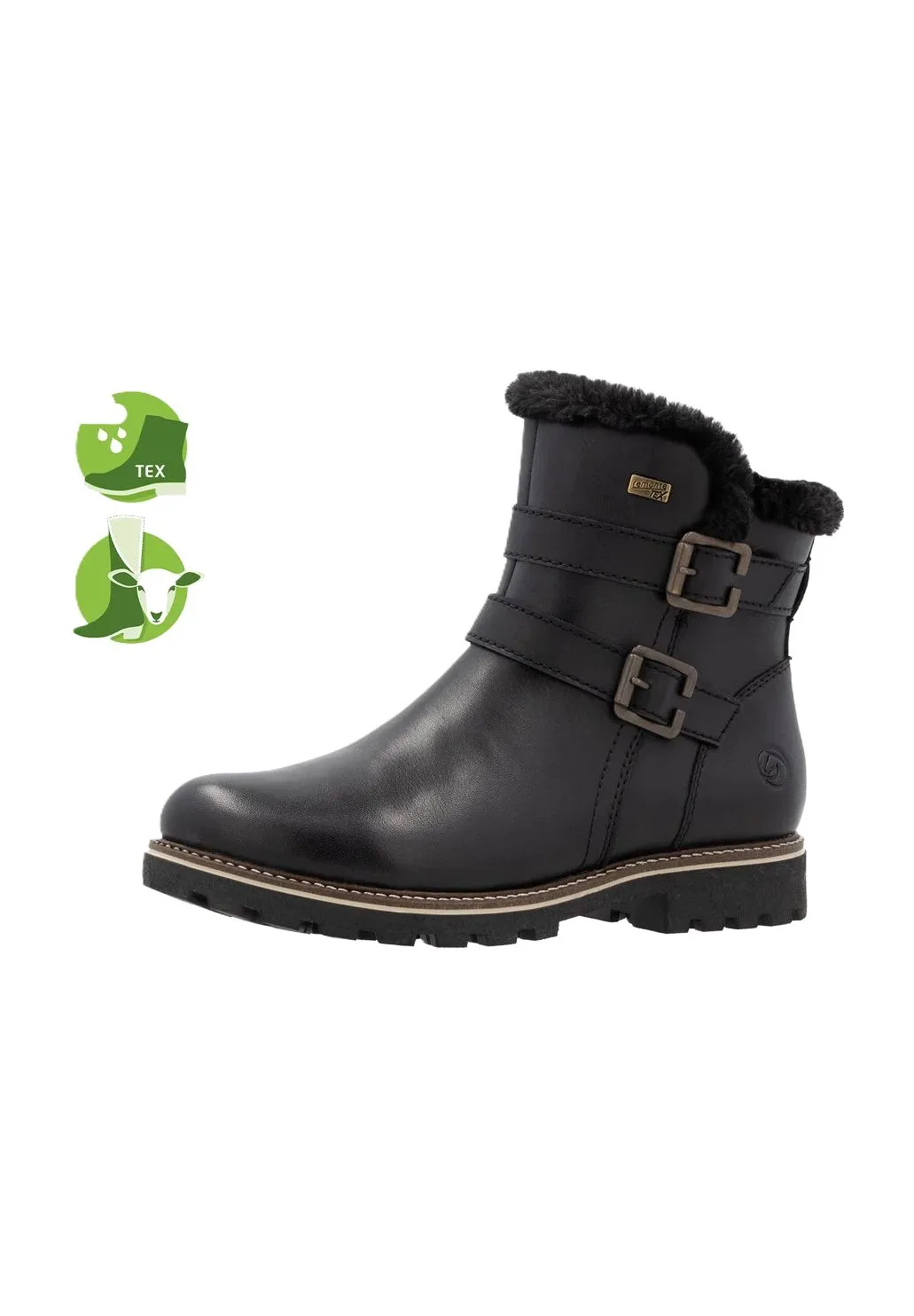Winterstiefeletten mit Schnallen und Fellbesatz