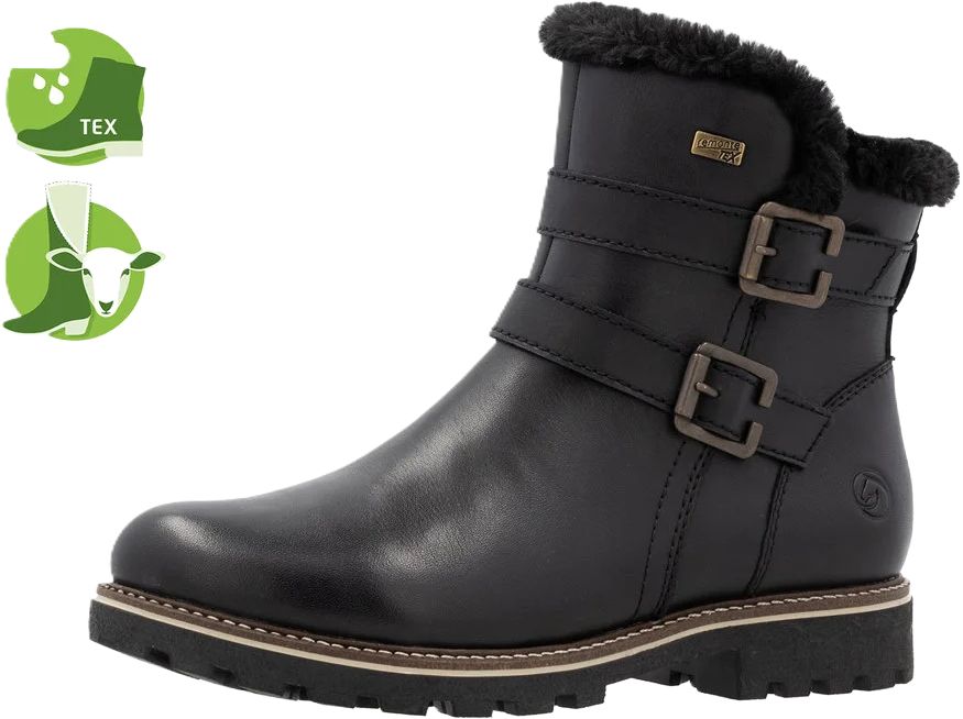 Winterstiefeletten mit Schnallen und Fellbesatz