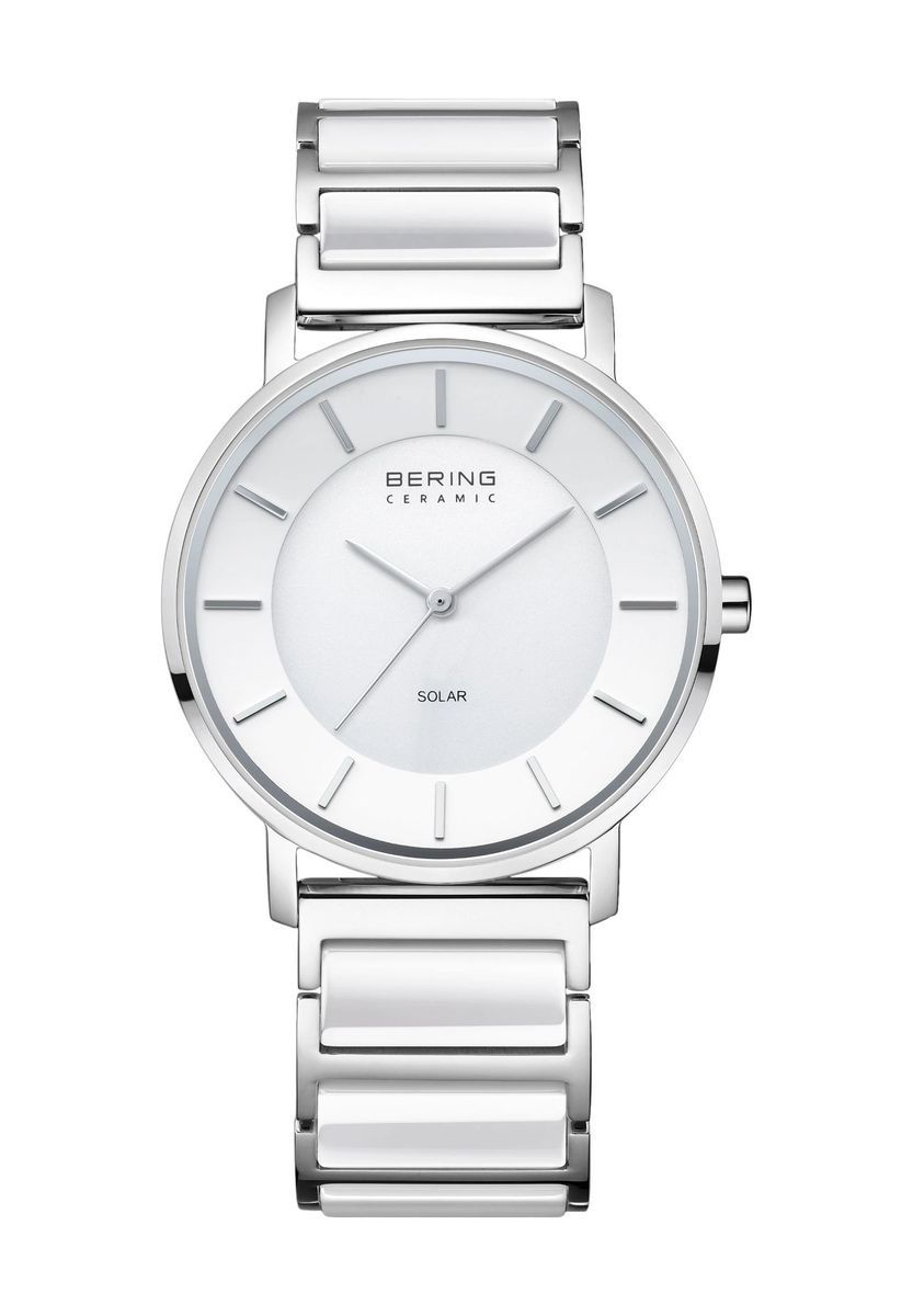 Elegante silberne Keramik Solar Uhr