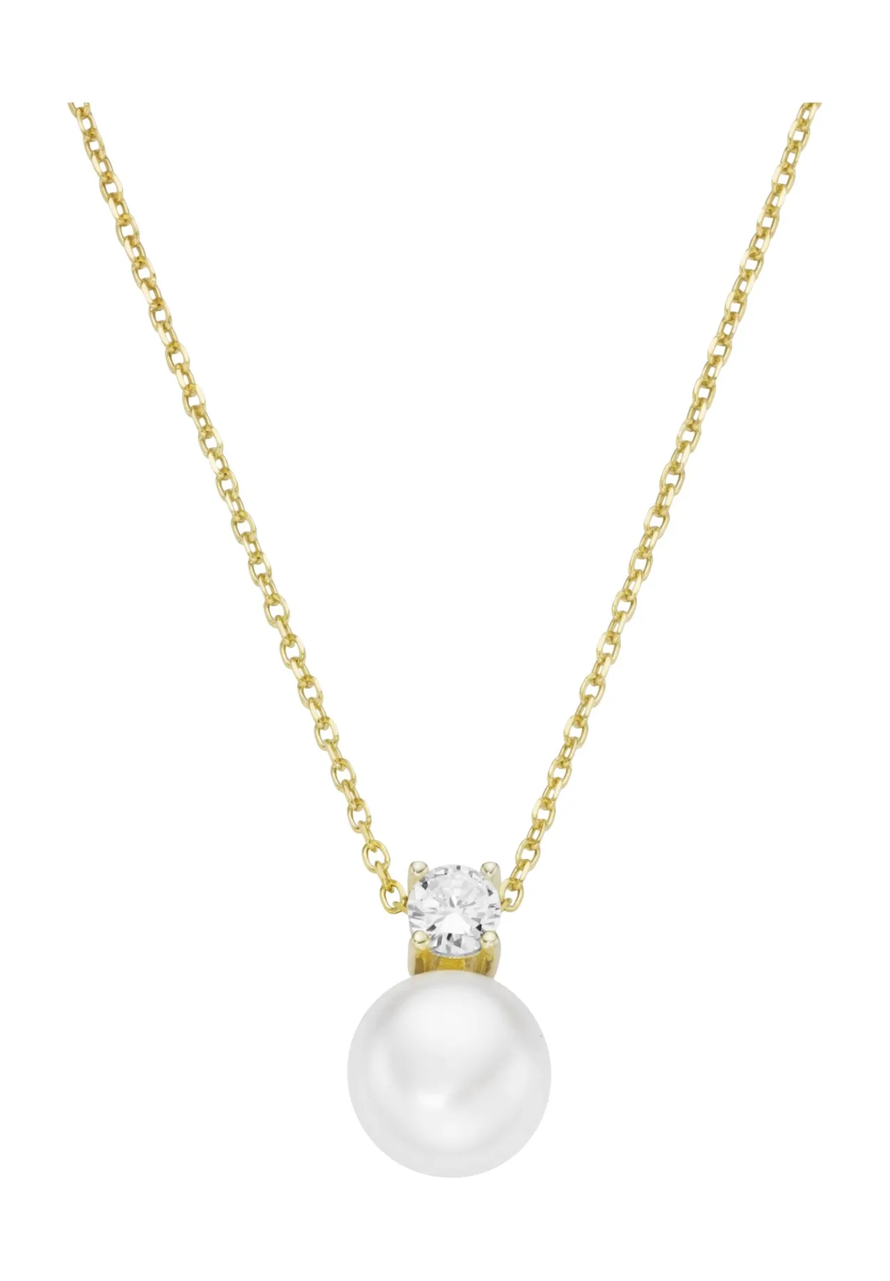 Vergoldete Kette mit Perle und Zirkonia