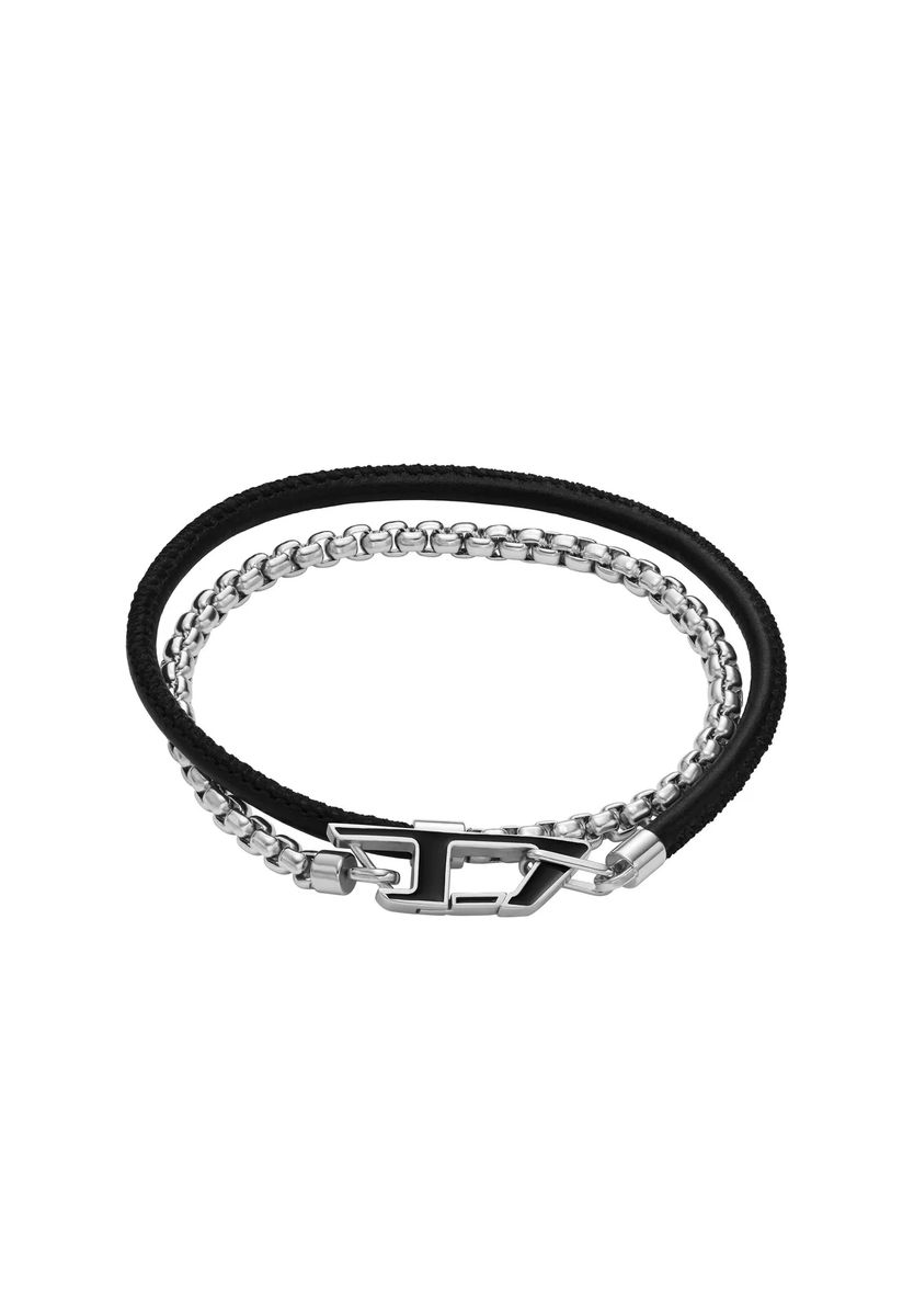 Zweilagiges Ketten- und Lederarmband