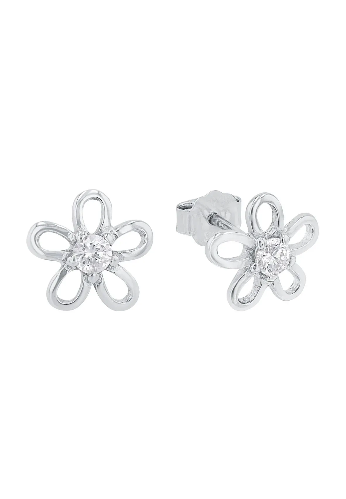 Filigrane Blumen-Ohrstecker mit Zirkonia