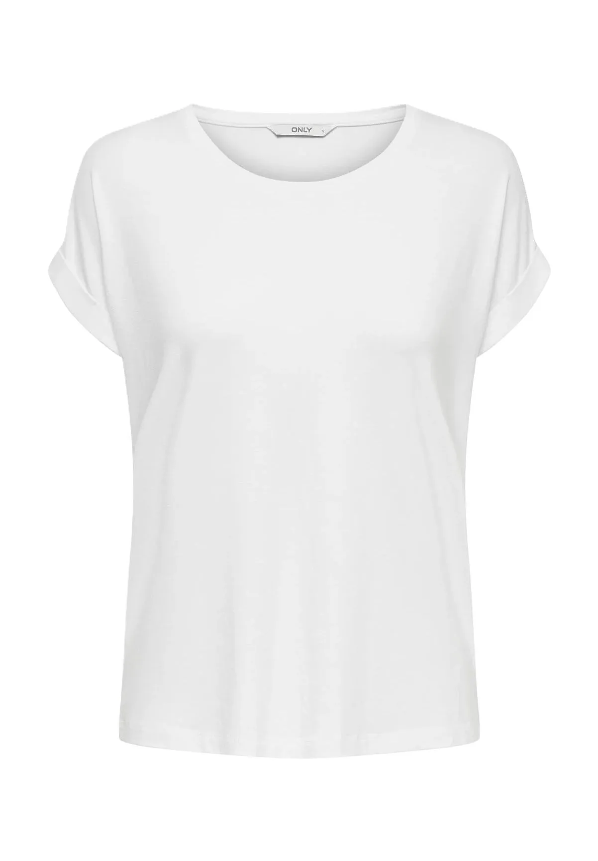 ONLY® T-Shirt, umgeschlagene Ärmelbündchen, für Damen, weiß, S