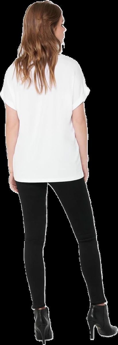 ONLY® T-Shirt, umgeschlagene Ärmelbündchen, für Damen, weiß, S