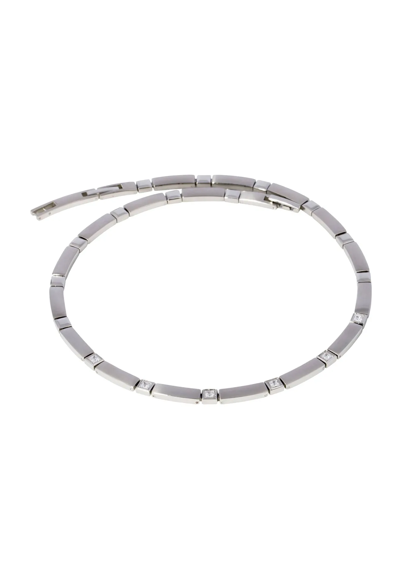 Schlichtes Edelstahl-Gliederkette mit Zirkonia