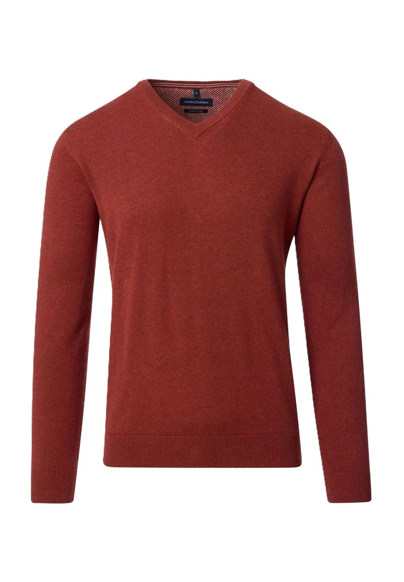 V-Ausschnitt Feinstrick-Baumwollpullover