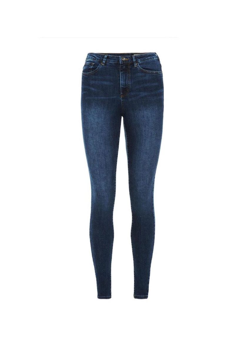 Dunkle Waschung, hochgeschnittene Skinny Jeans