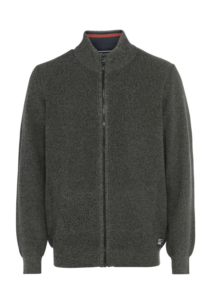 Klassische Melange-Strickjacke mit Reißverschluss