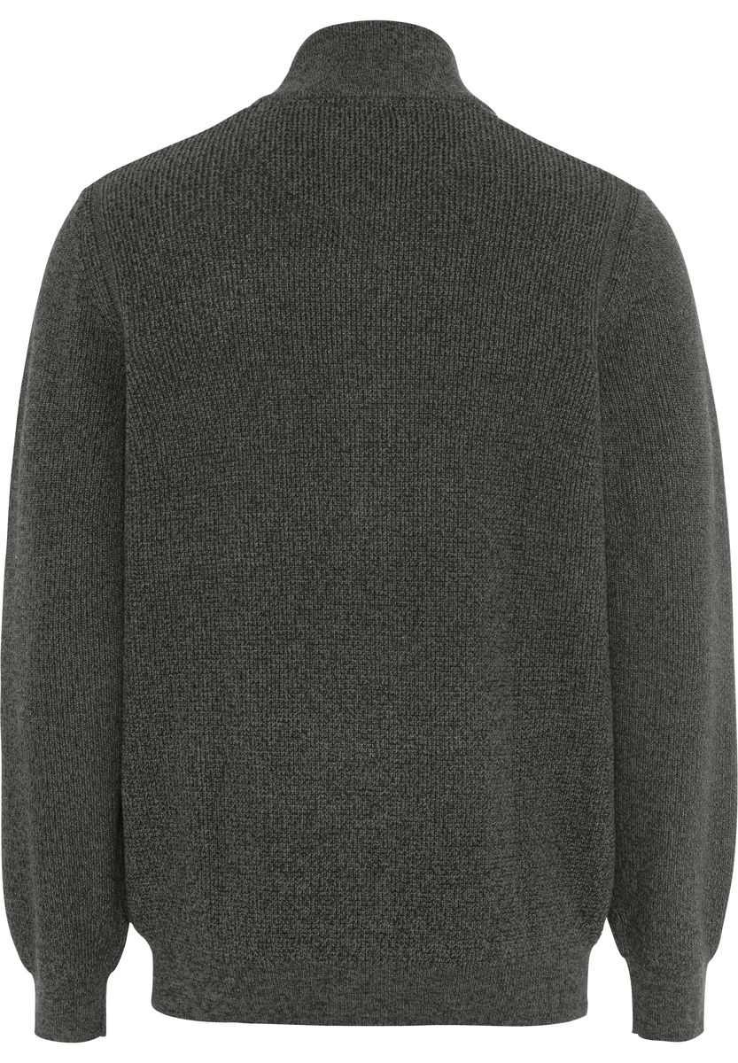 Klassische Melange-Strickjacke mit Reißverschluss