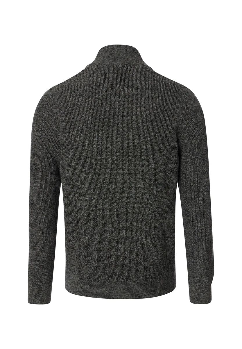 Klassische Melange-Strickjacke mit Reißverschluss