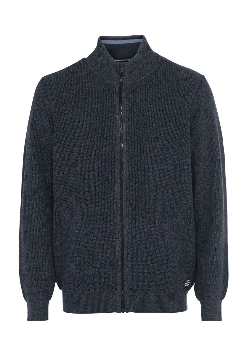 Melierte Strickjacke mit Stehkragen