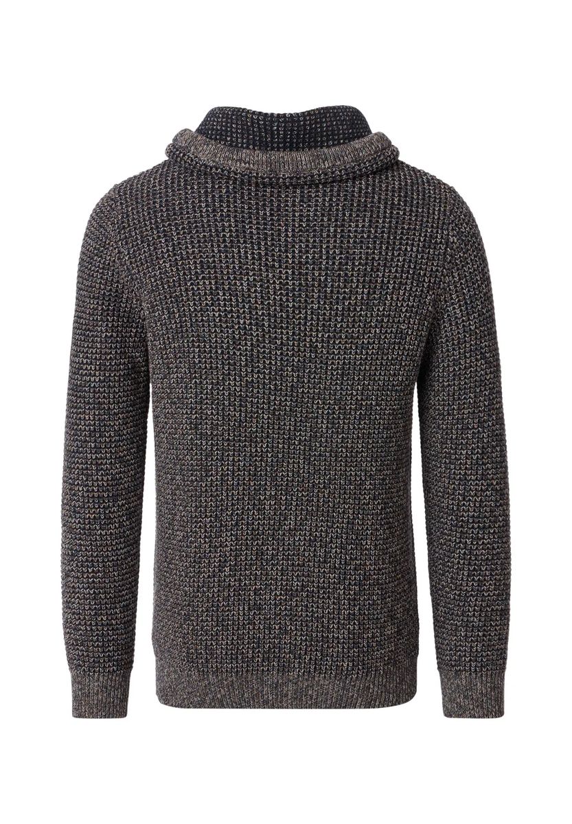 Strukturstrick-Pullover mit Wickelkragen