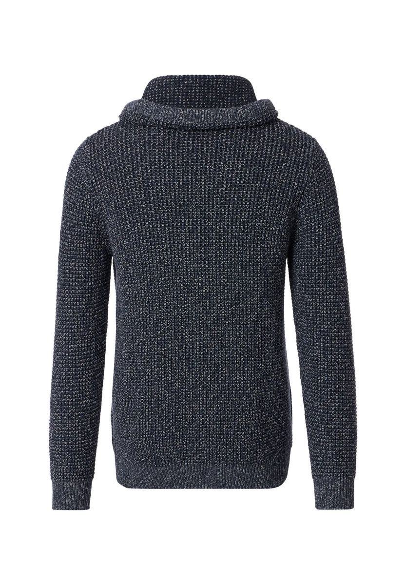 Strukturstrickpullover mit Wickelkragen