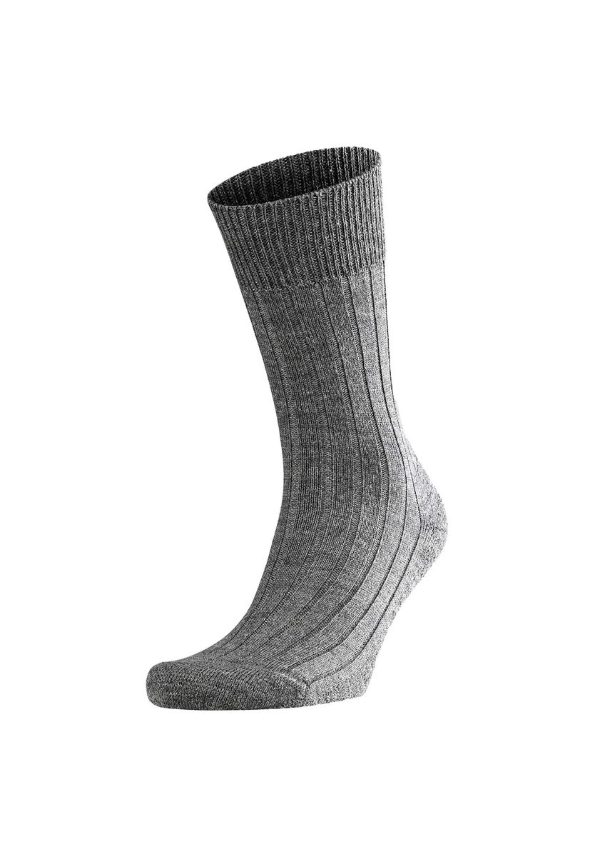 Gerippte Merinowollsocken mit Plüschsohle