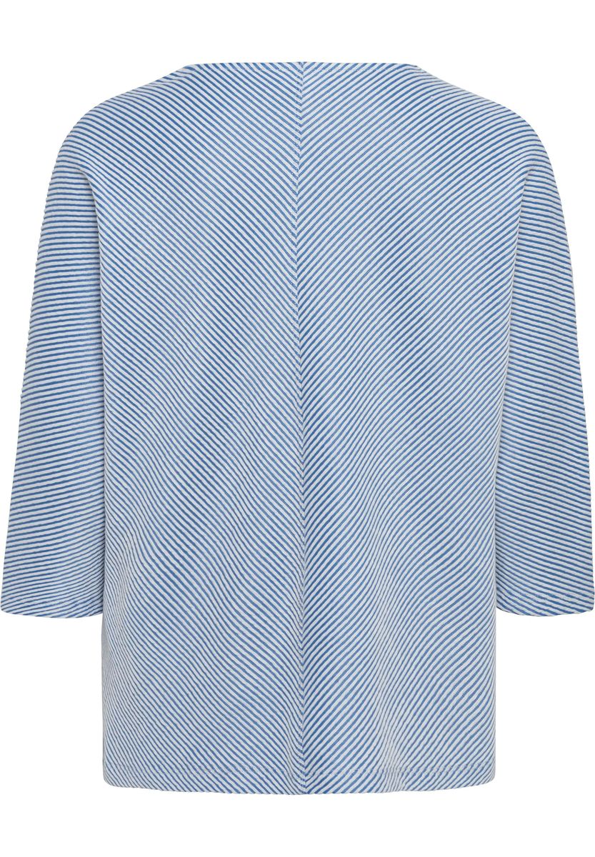 Strukturiertes V-Ausschnitt-Shirt mit Diagonalstreifen