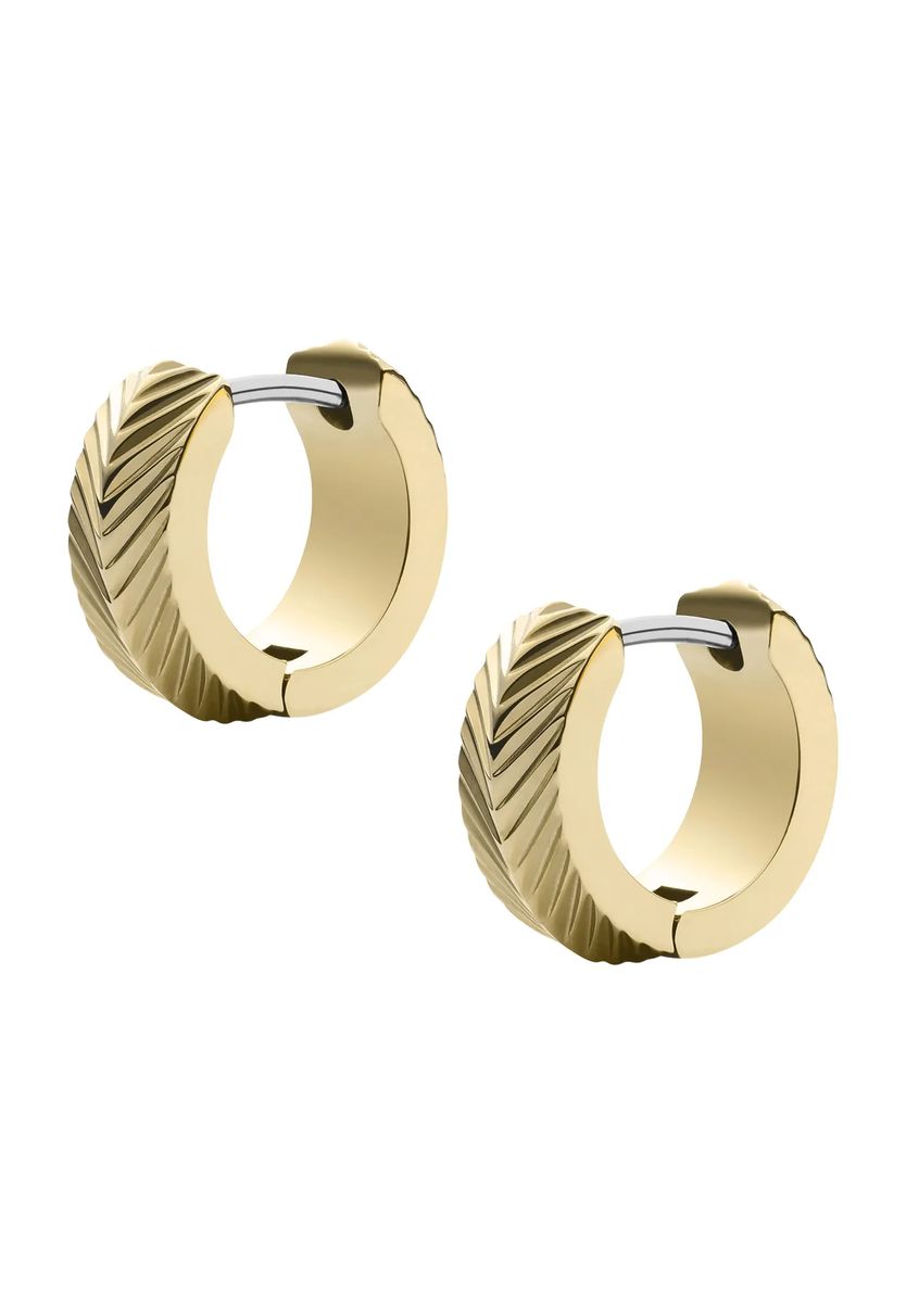 Goldene Creolen mit Fischgrätenmuster