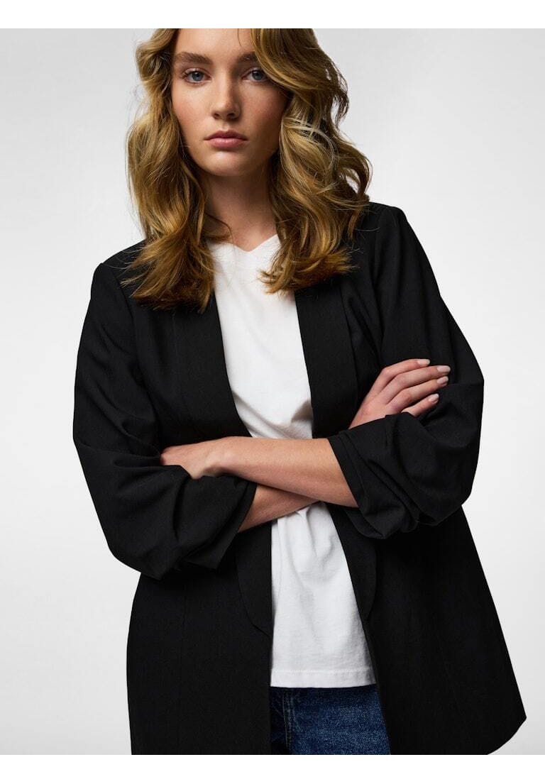 Eleganter Blazer mit gerafften Ärmeln und offener Front