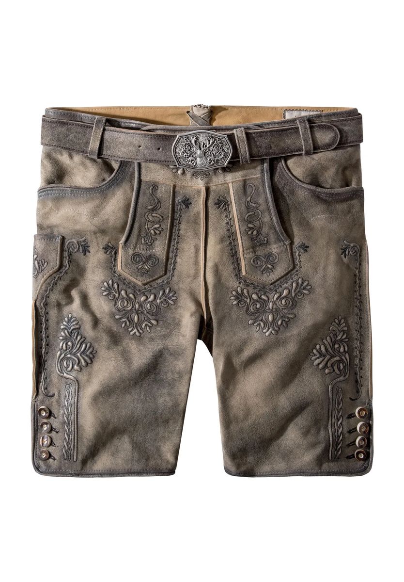 Traditionelle bestickte Wildbock-Lederhose