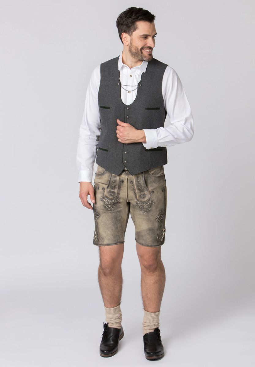 Traditionelle bestickte Wildbock-Lederhose