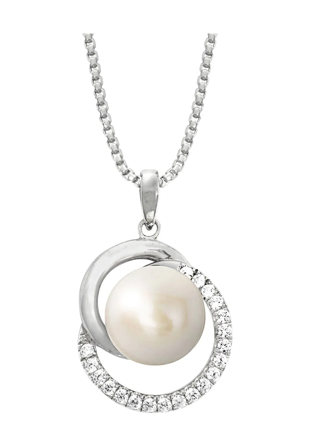 Elegante Halskette mit Perlen-Zirkonia-Anhänger