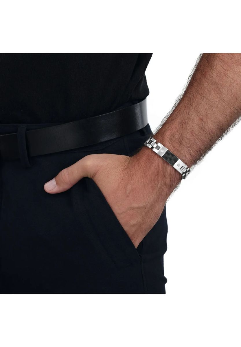 Gliederarmband mit Carbon-Inlay