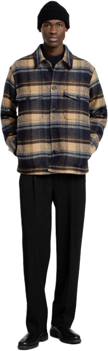 Kariertes Overshirt mit Wollanteil