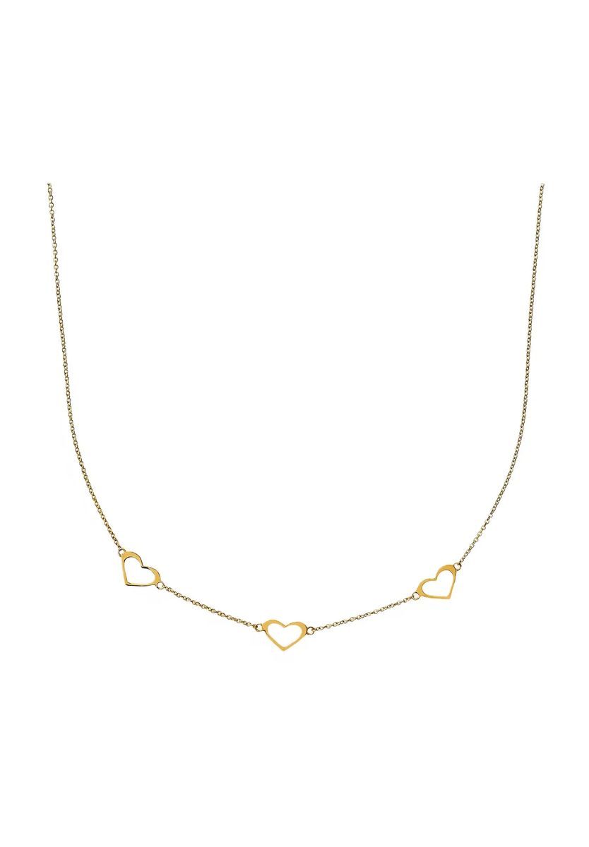 Goldene Halskette mit drei Herzanhängern