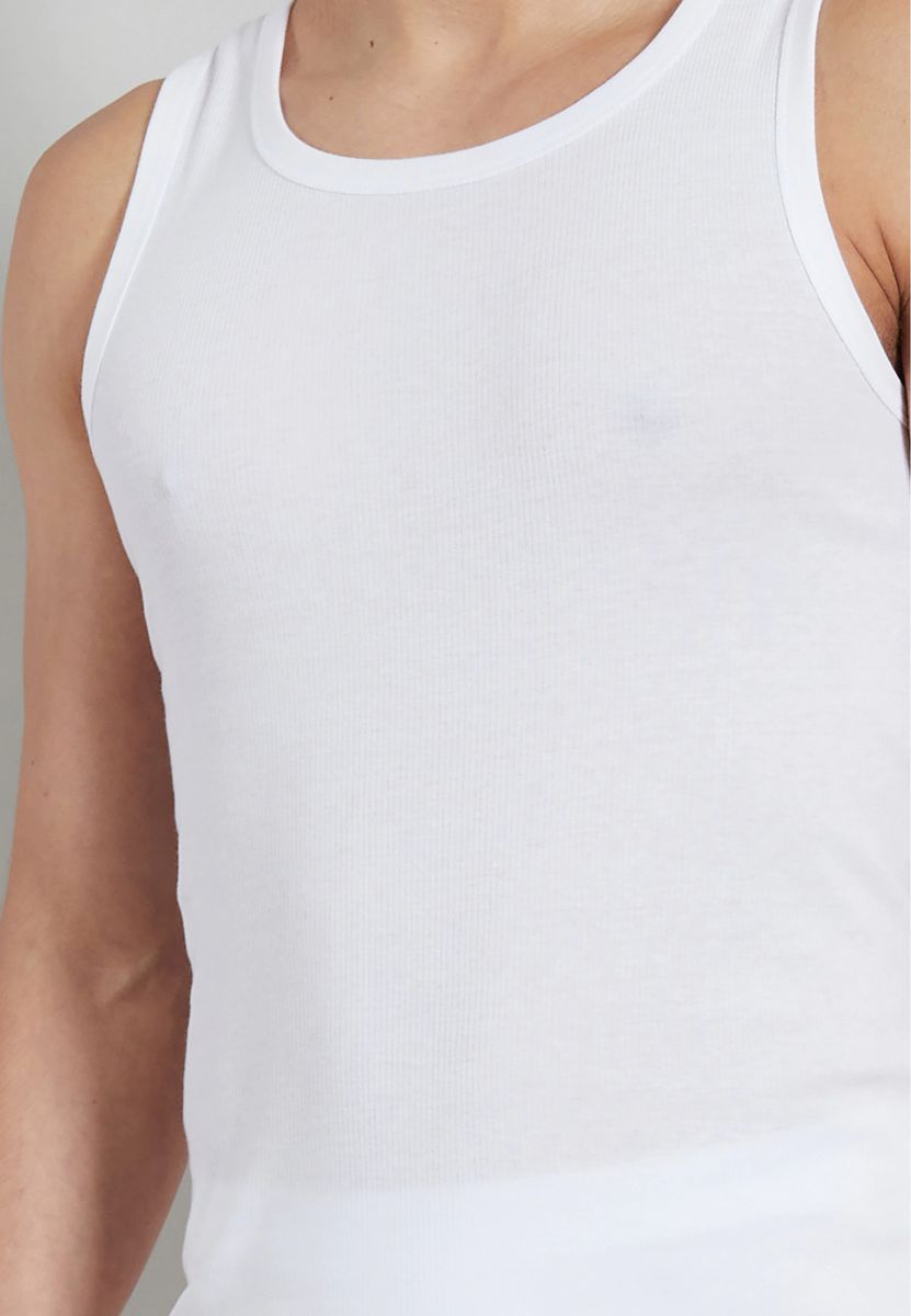 Geripptes Baumwoll-Tanktop Unterhemd