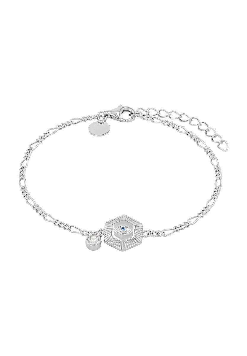 Hexagonales Evil-Eye-Armband mit Figarokette