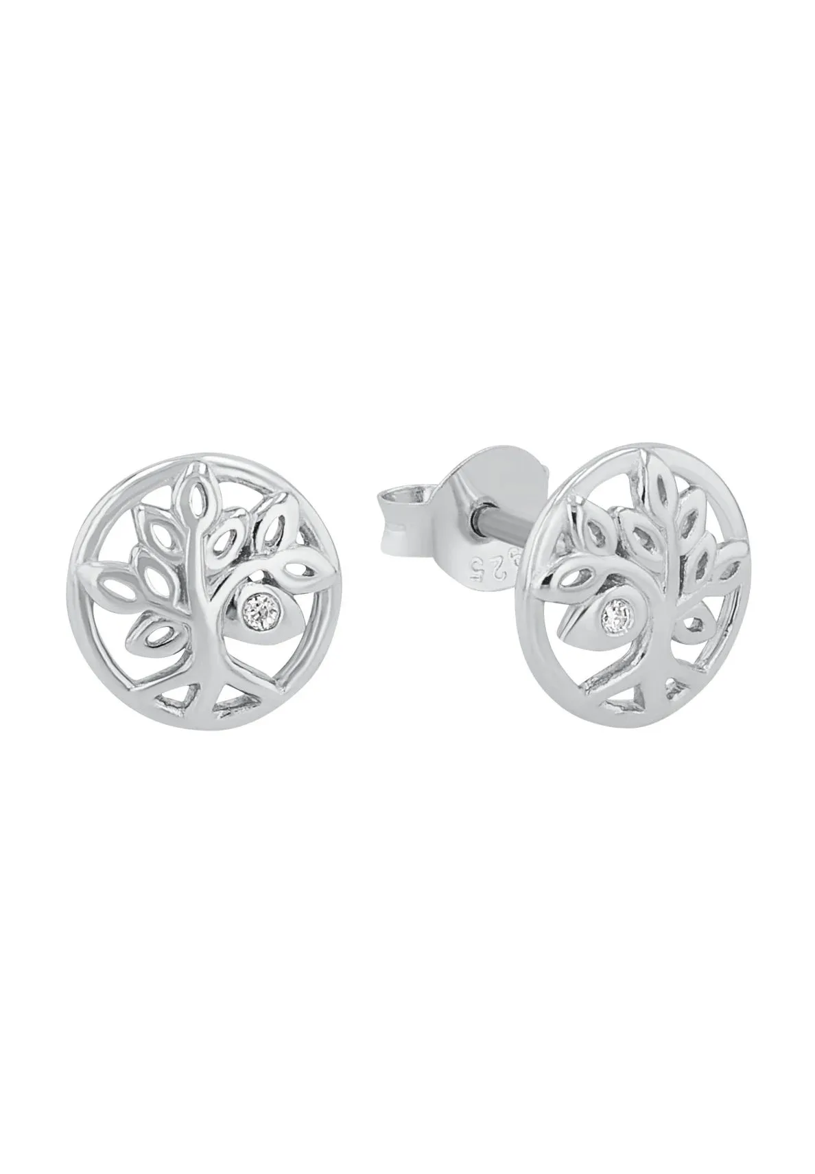 Lebensbaum-Ohrstecker aus Silber