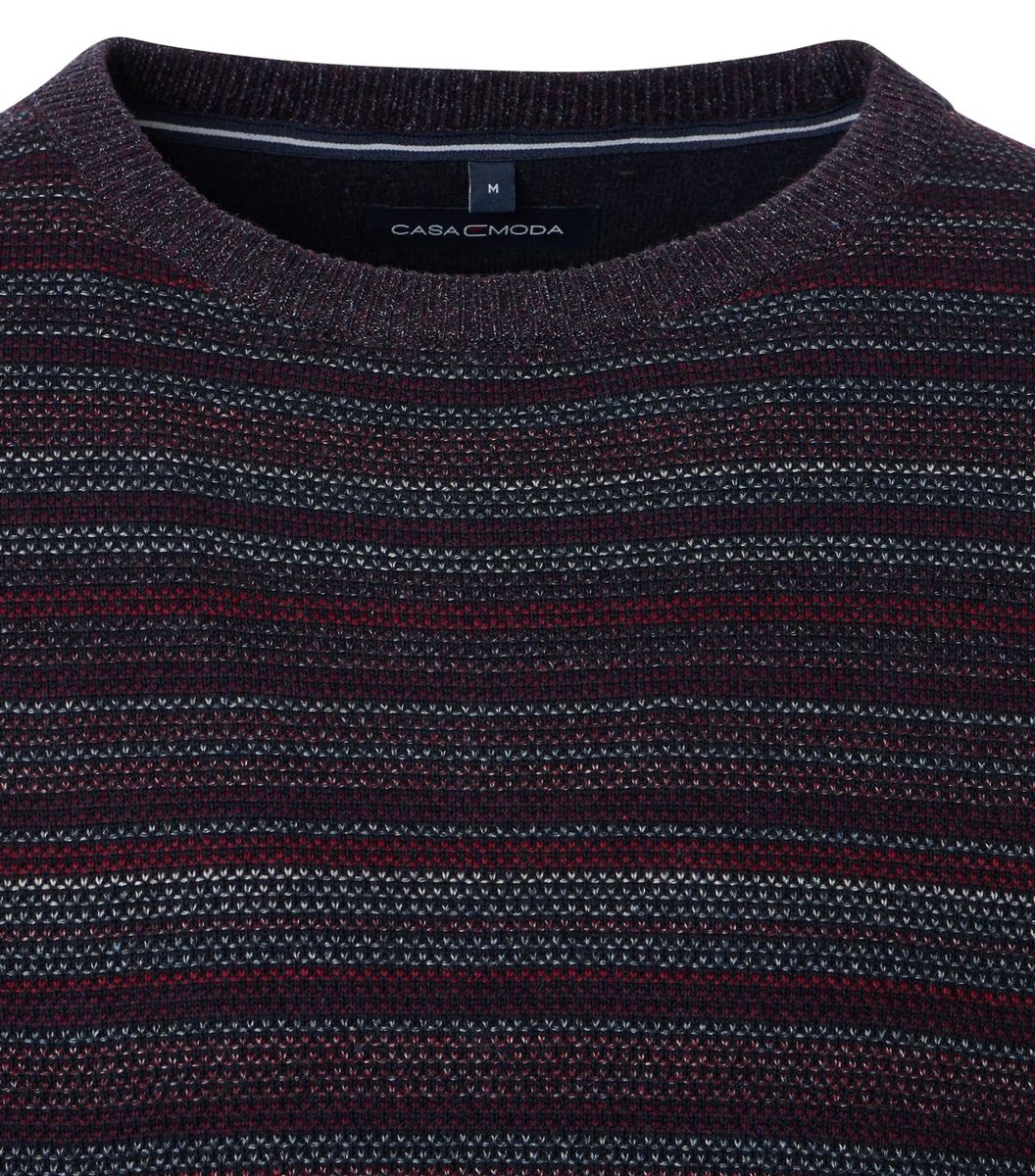 Gestreifter Baumwollpullover mit Rundhalsausschnitt