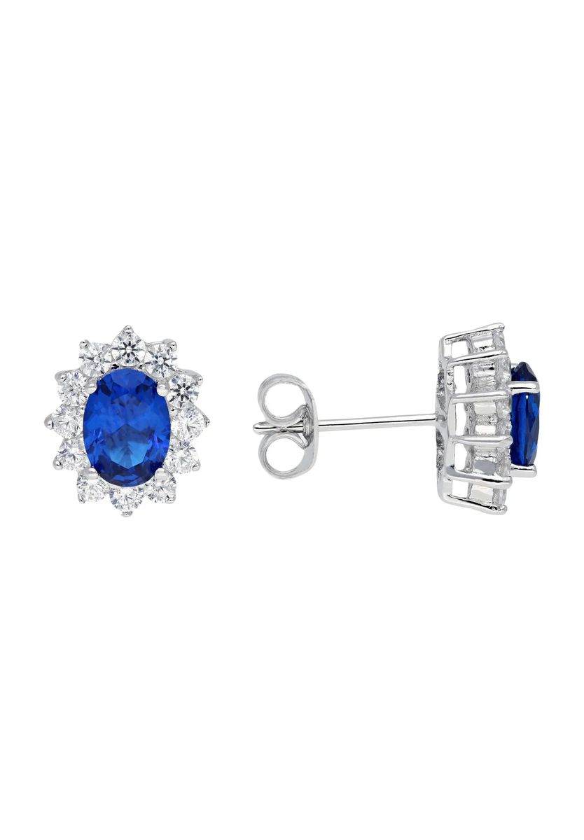 Elegante ovale Edelstein-Halo-Ohrstecker