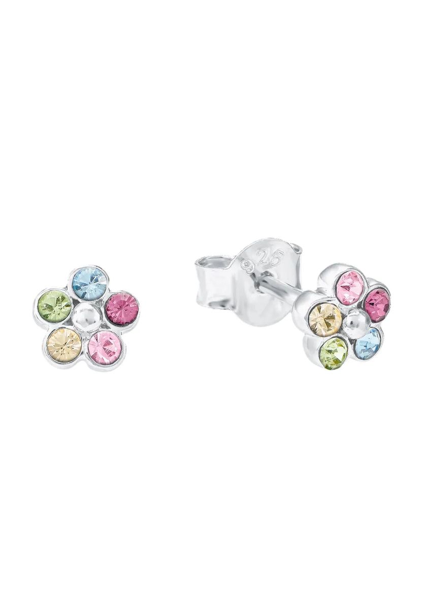 Bunte Kristall-Blumenohrstecker