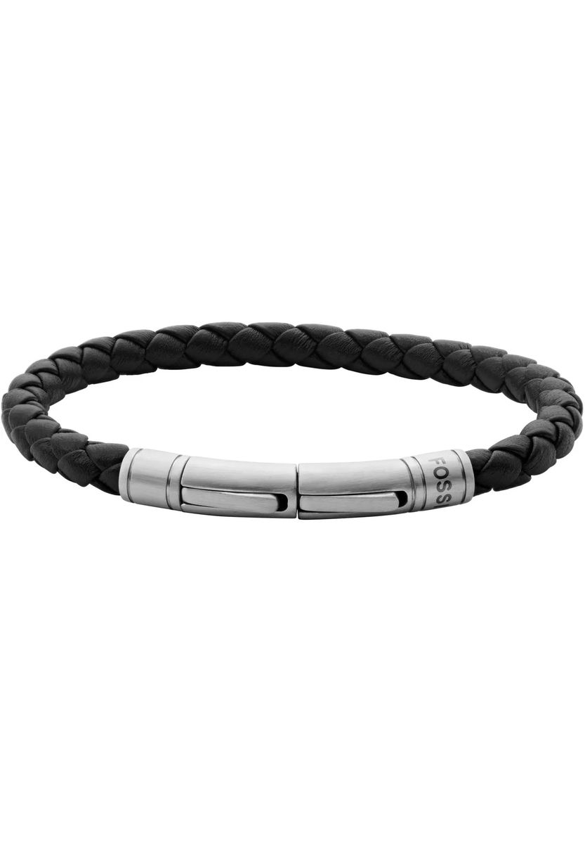 Geflochtenes Lederarmband mit Edelstahl-Verschluss