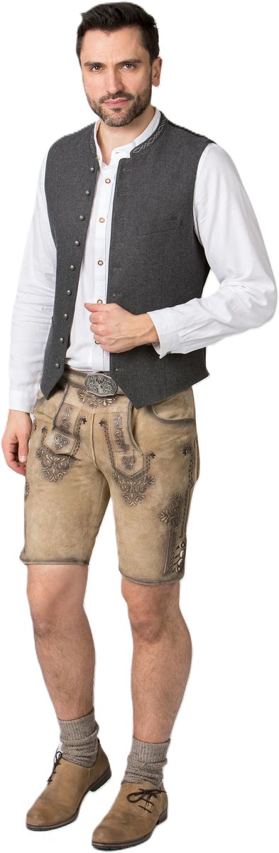 Klassische Lodenweste mit besticktem Stehkragen