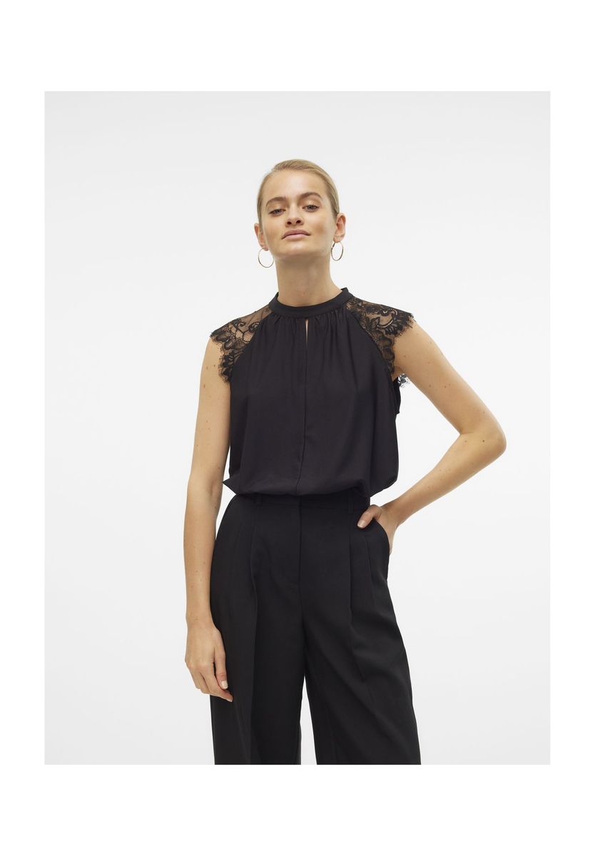 Ärmelloses Spitzenschulter Blusentop