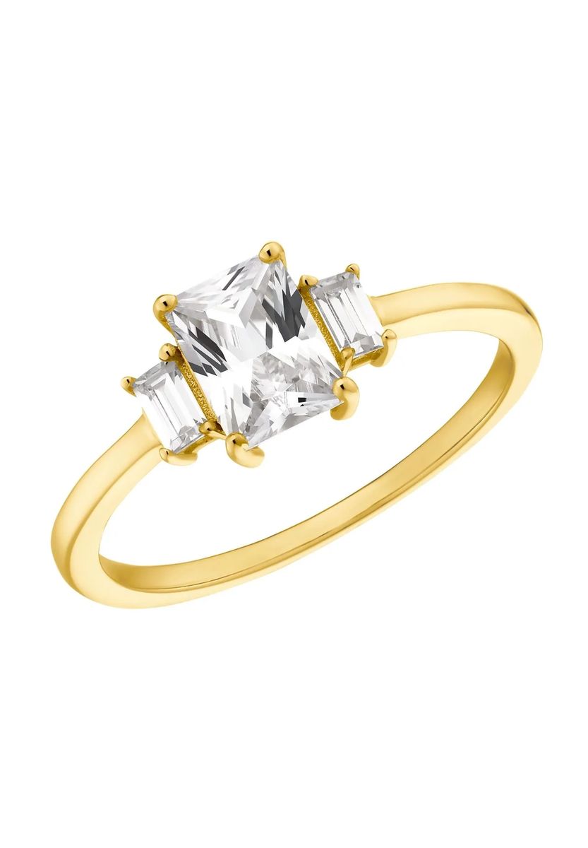 Eleganter vergoldeter Ring mit Drei-Stein-Besatz