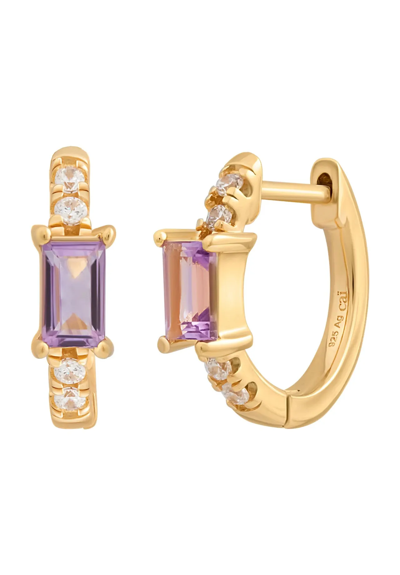 Elegante Creolen mit Amethyst und Zirkonia
