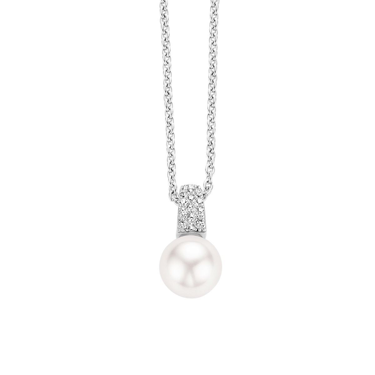 Halskette mit Perle und Zirkonia
