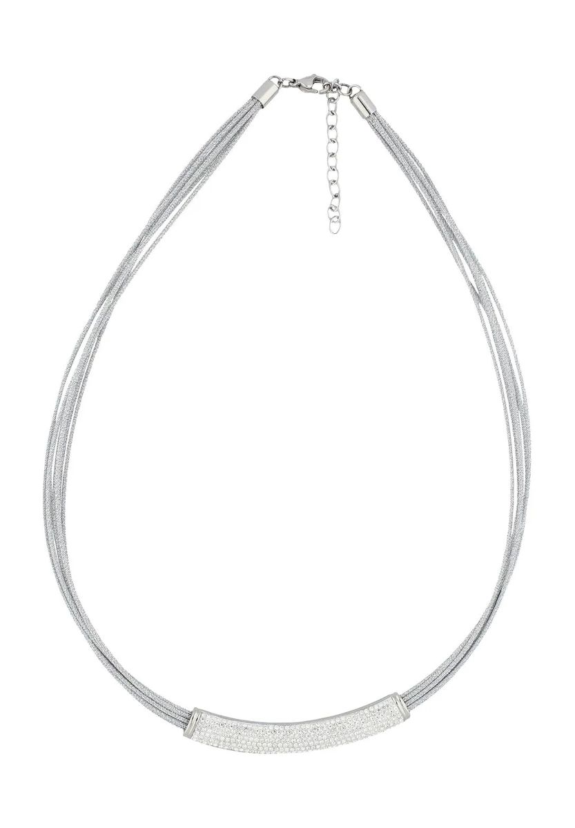 Mehrreihiges Edelstahl-Collier mit Schmucksteg